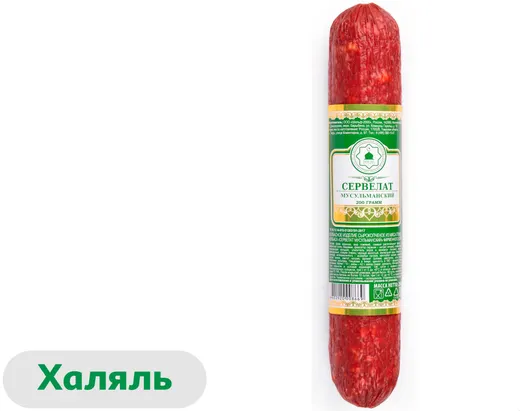Колбаса сырокопченая «Шельф» Сервелат Мусульманский халяль ~ 400 г