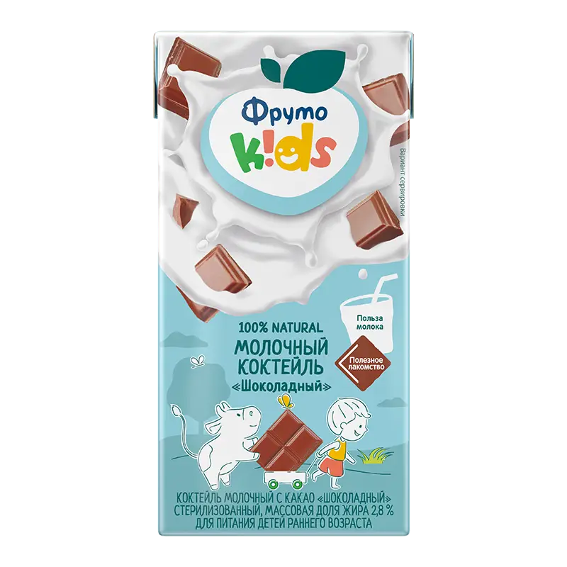 ФрутоНяня Коктейль молочный Фруто Kids Какао-шоколадный 200 гр.