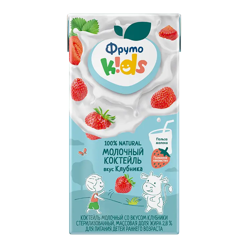 ФрутоНяня Коктейль молочный Фруто Kids Клубника 200 гр.