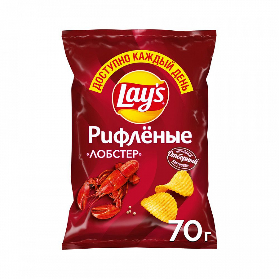 Чипсы картофельные Lay's рифленые со вкусом лобстера, 70 г