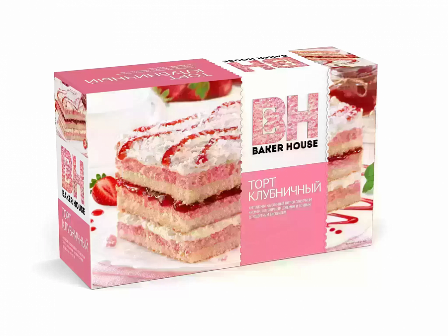 Торт Baker House Виттория клубничный бисквитный 350г