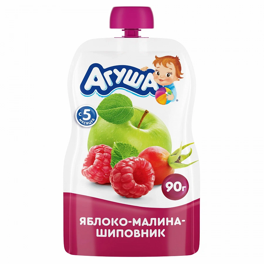 Агуша пюре яблоко-малина-шиповник 90 мг