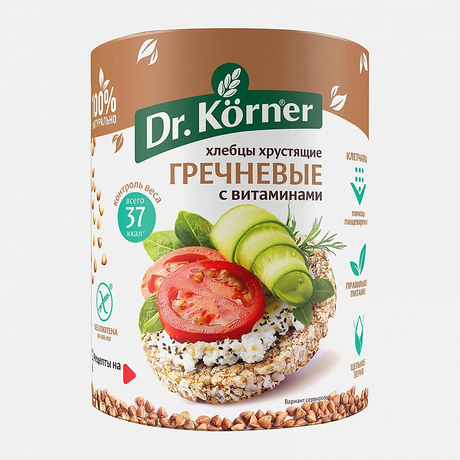 Хлебцы гречневые с витаминами без глютена Dr.Korner 100г