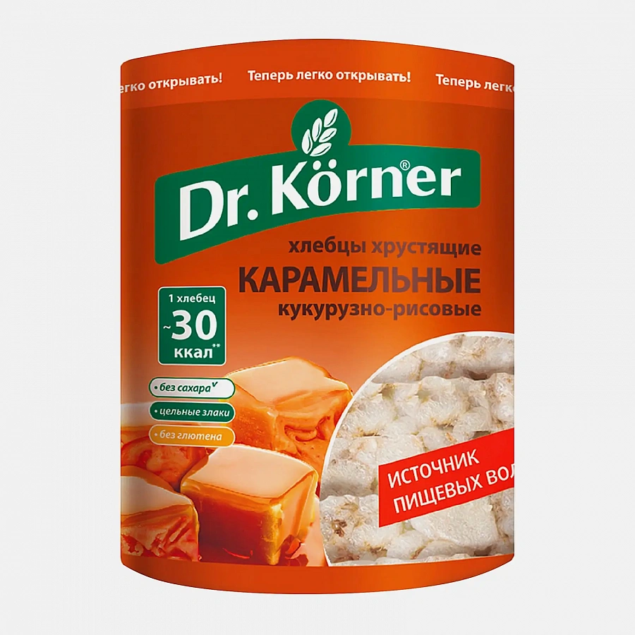 Хлебцы Кукурузно-рисовые Карамельные без глютена Dr.Korner 90г