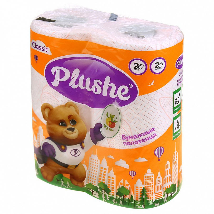 Полотенца бумажные Plushe 2-х слойные. 2 рулона